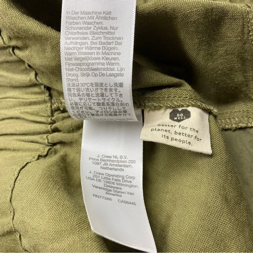 MADEWELL Olive Green Elastic Waist Pull-On Linen Blend Wide-Leg Relaxed Pants L - Picture 7 of 8